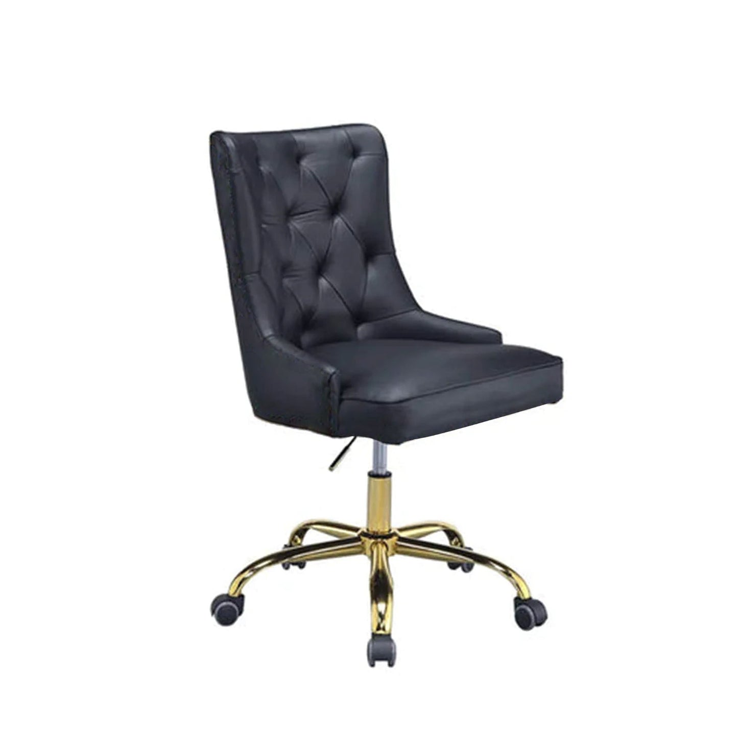 Golden Button Edge Black Leatherette Premium Armchair