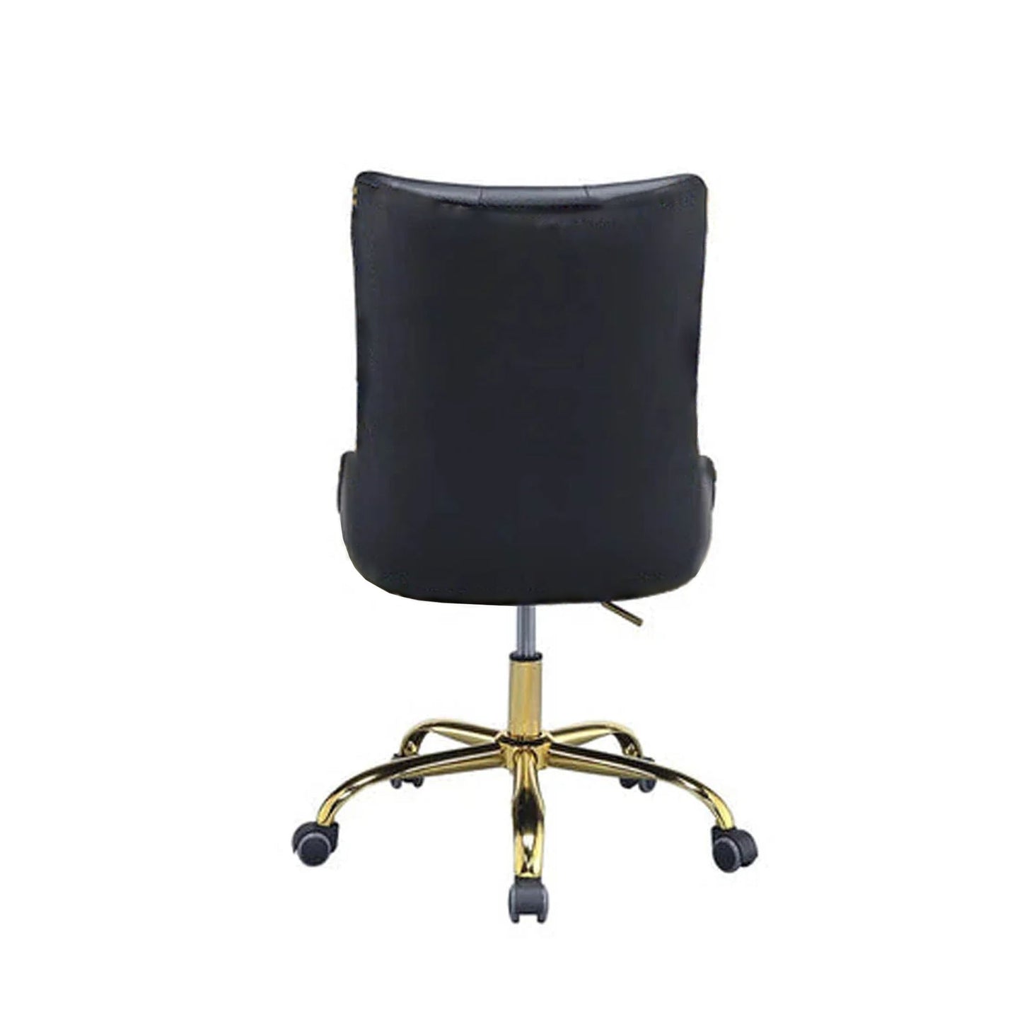 Golden Button Edge Black Leatherette Premium Armchair