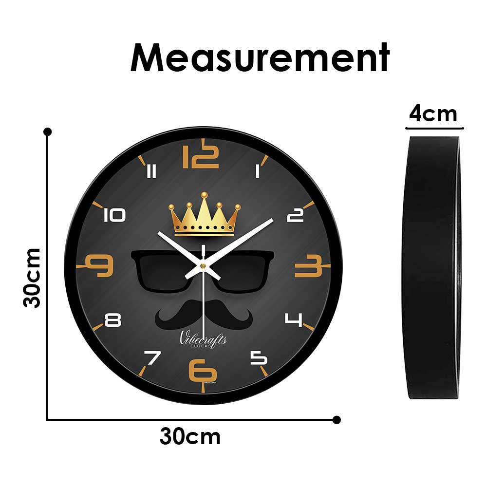 Golden Crown With Goggles & Beard Designer Wall Clock