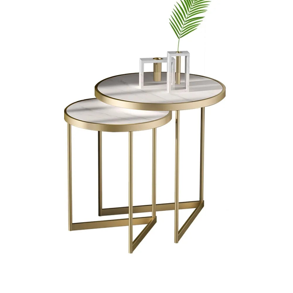 Golden Duo Metal Nesting Side Tables Set of 2