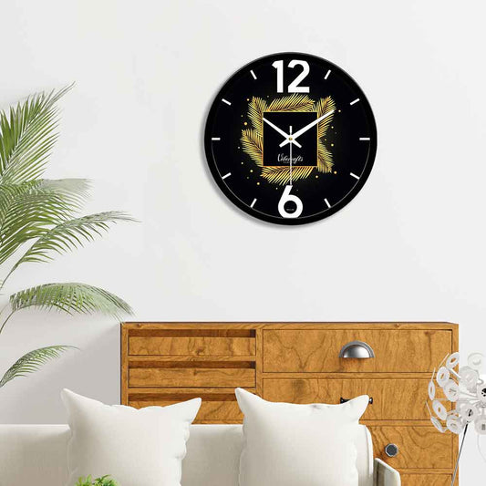 Golden Leaf Art Designer Wall Clock