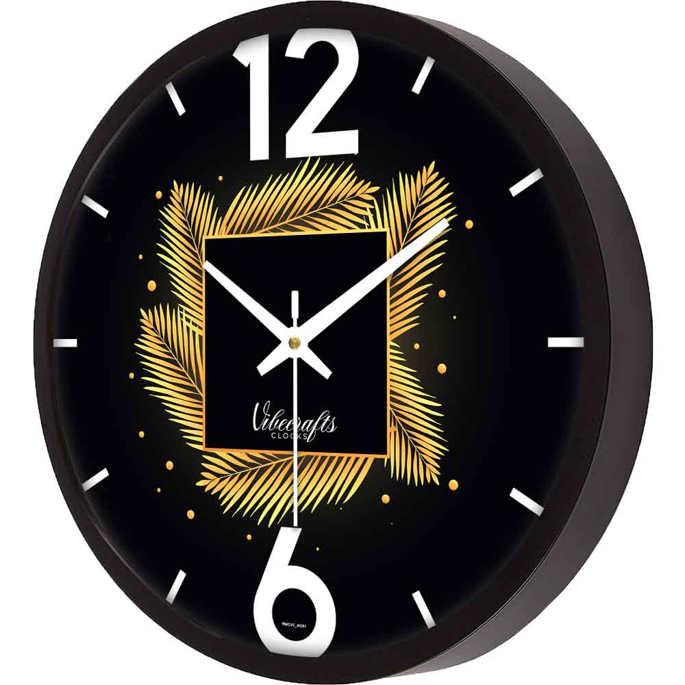 Golden Leaf Art Designer Wall Clock