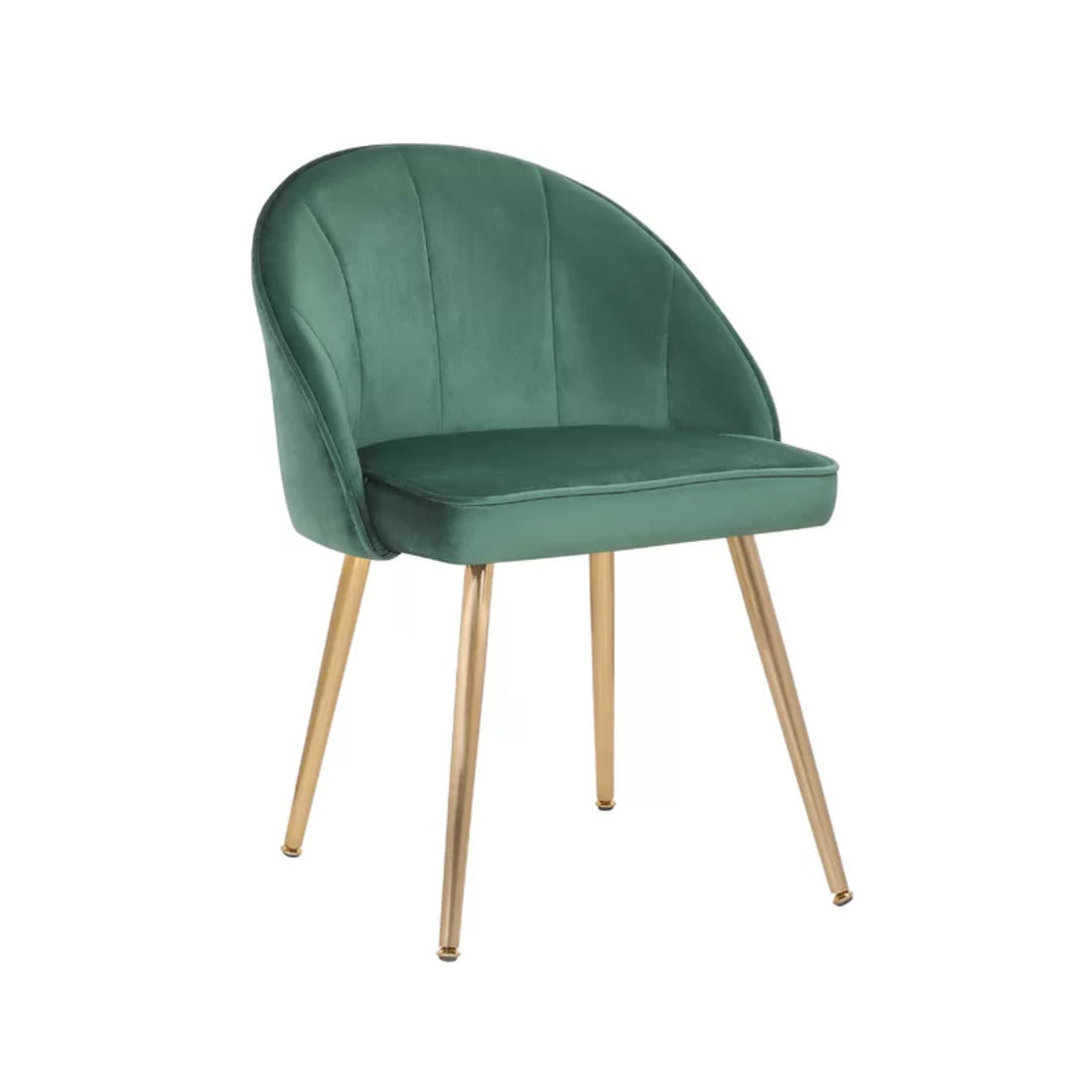 Golden Legged Royal Green Velvet Accent Chair