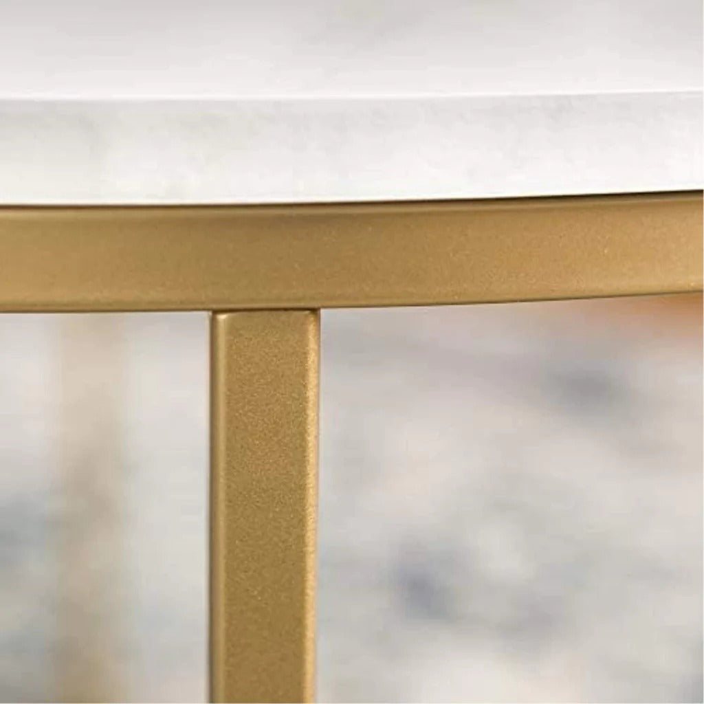 Golden Minimalist Metal Center Table in Criss Cross Design