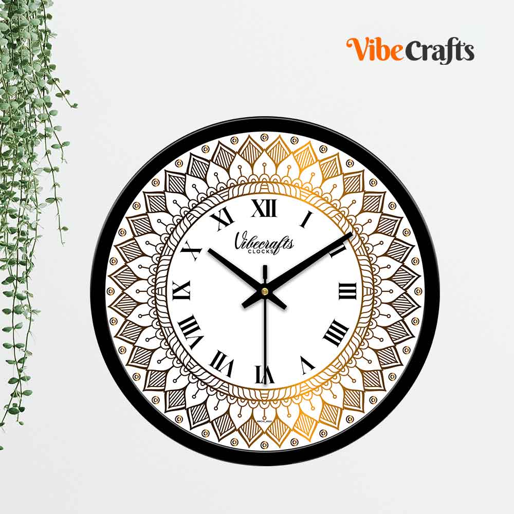 Golden Royal Pattern Designer Wall Clock