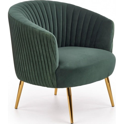 Green Cocooned Pattern Velvet Accent Chair