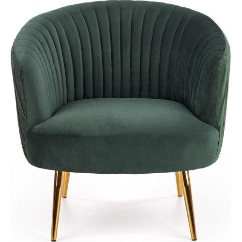 Green Cocooned Pattern Velvet Accent Chair