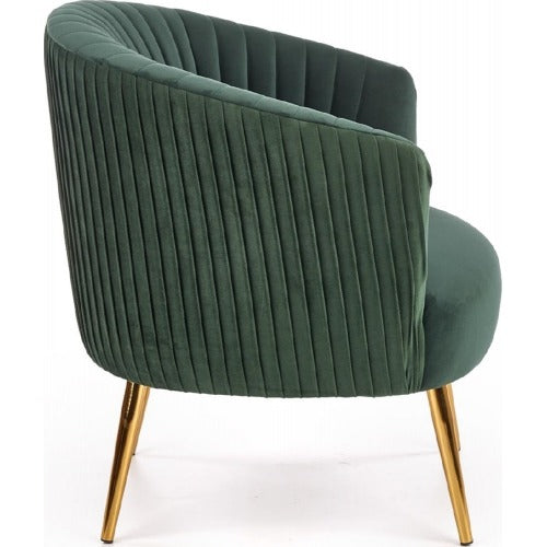 Green Cocooned Pattern Velvet Accent Chair