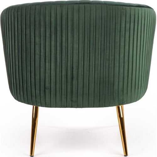 Green Cocooned Pattern Velvet Accent Chair