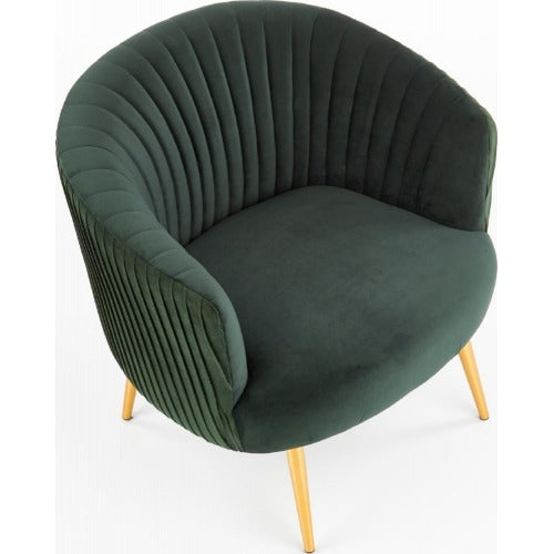 Green Cocooned Pattern Velvet Accent Chair