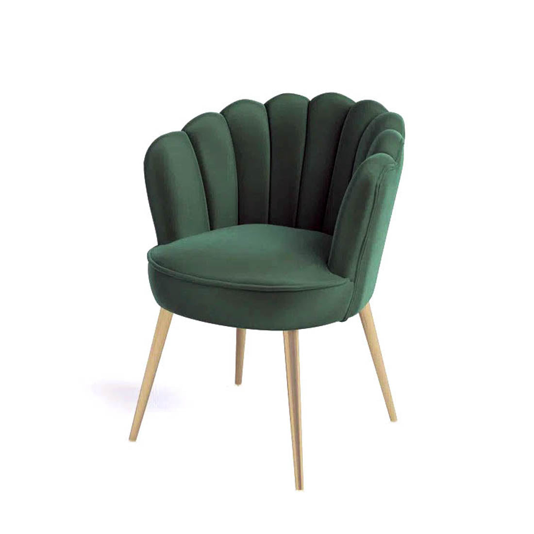 Green Color Crafted Shell Design Lounge Chair