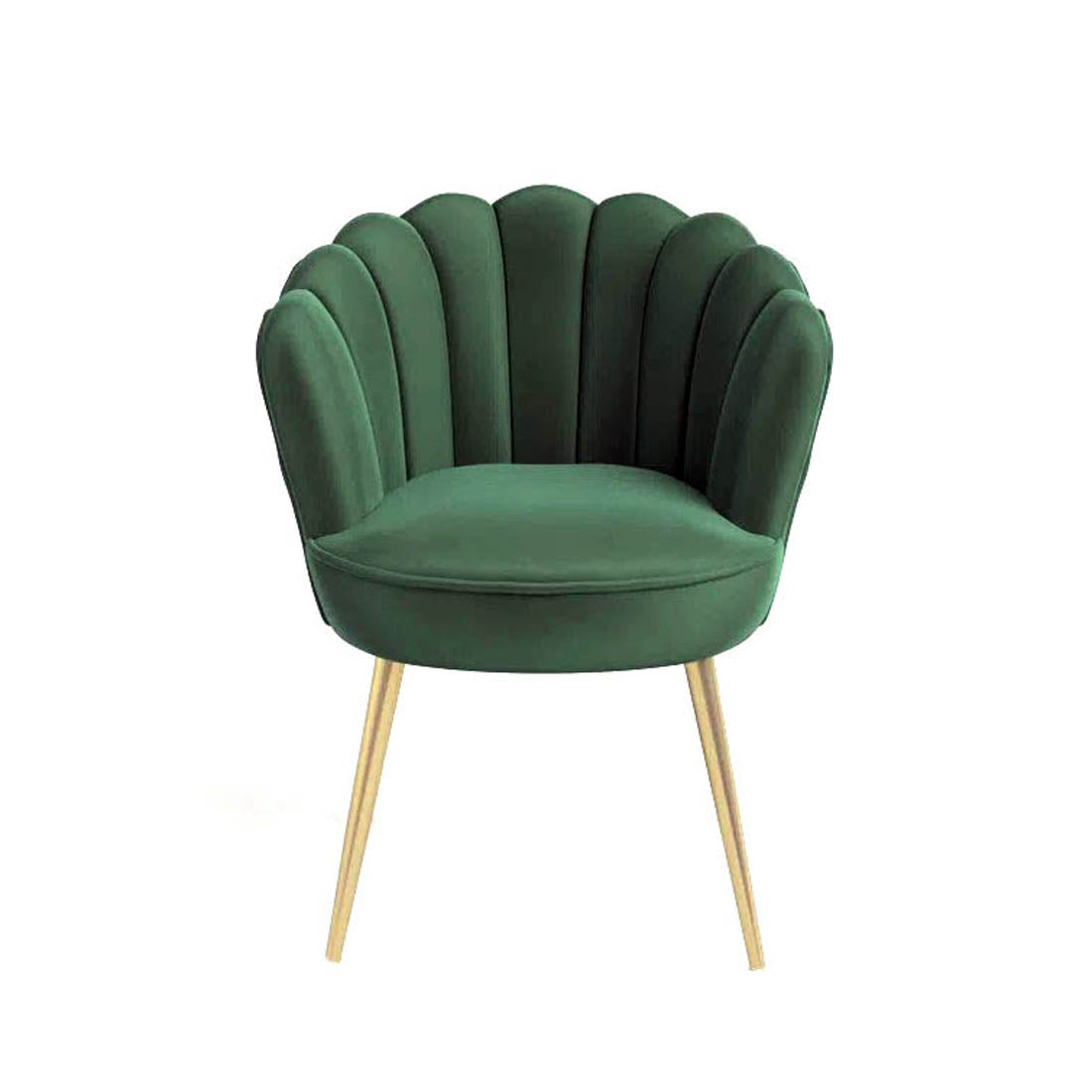 Green Color Crafted Shell Design Lounge Chair