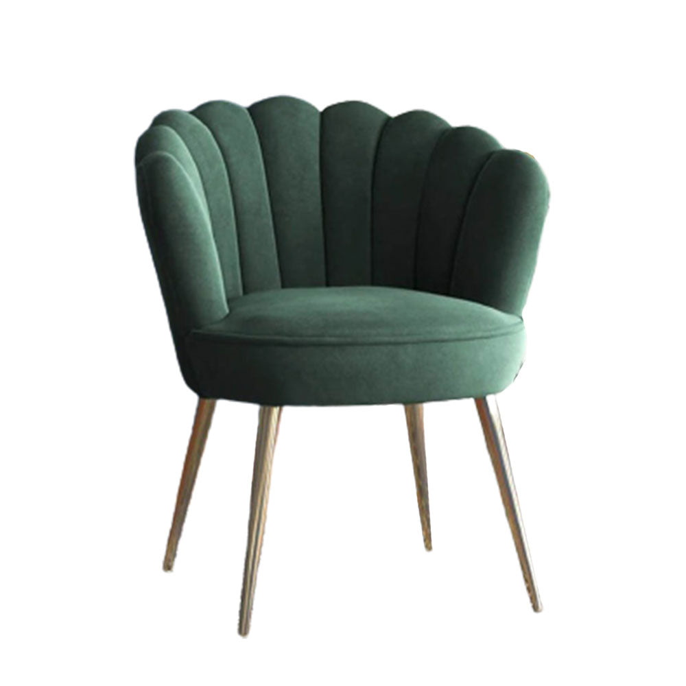 Green Color Crafted Shell Design Lounge Chair