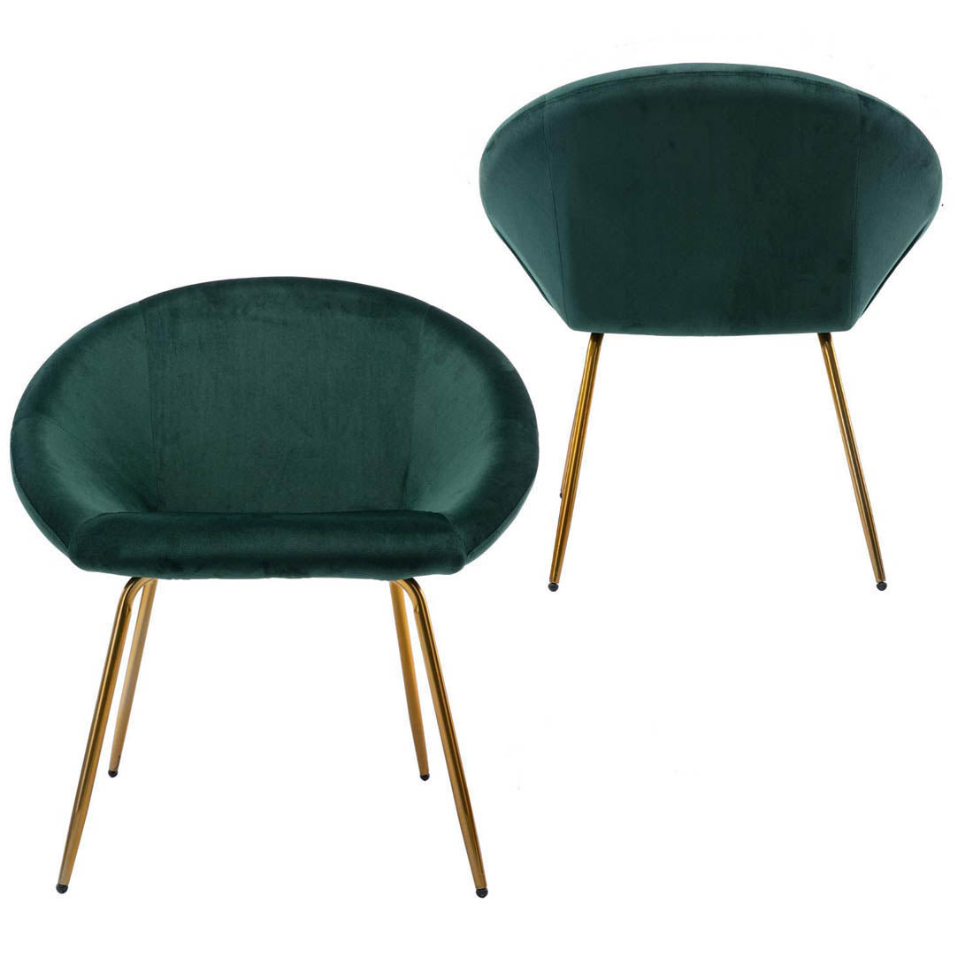 Green Color Round Shell Back Velvet Accent Chair