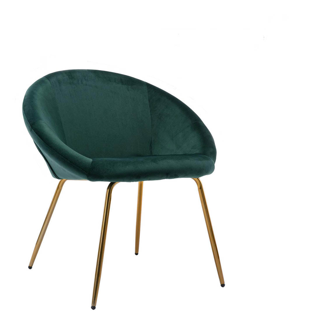 Green Color Round Shell Back Velvet Accent Chair