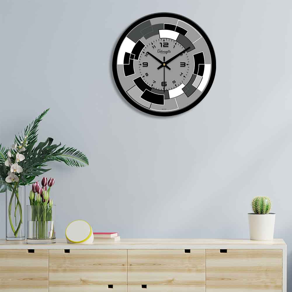 Grey Abstract Pattern Designer Wall Clock