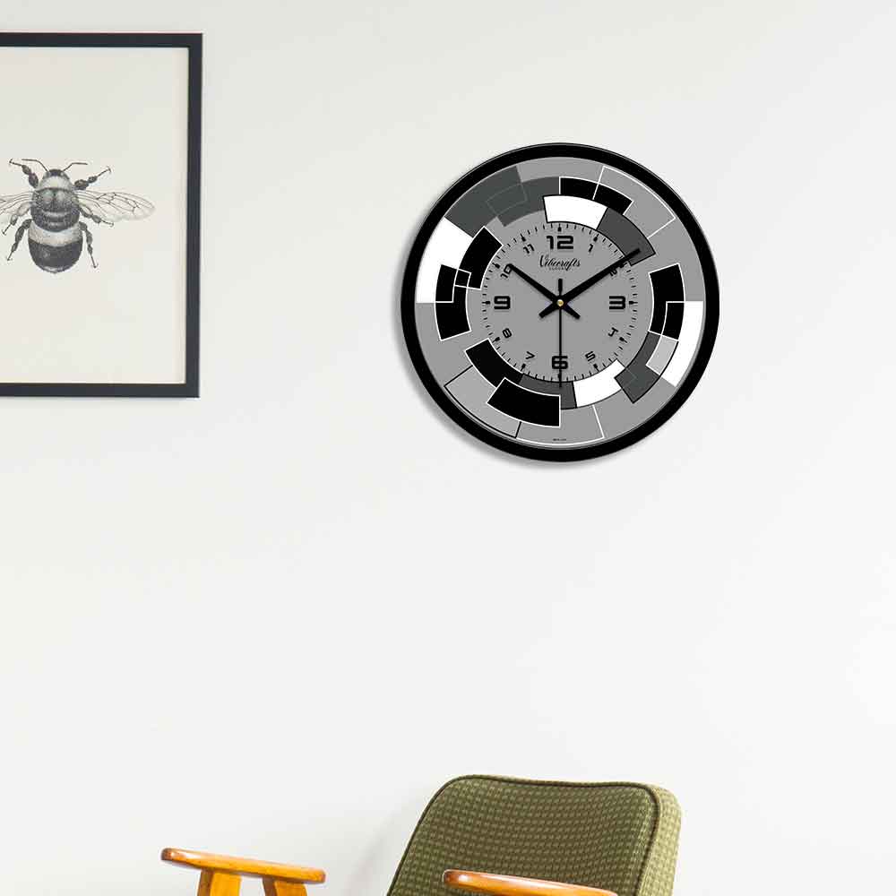 Grey Abstract Pattern Designer Wall Clock