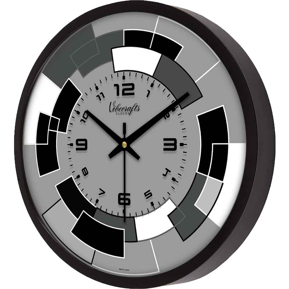 Grey Abstract Pattern Designer Wall Clock