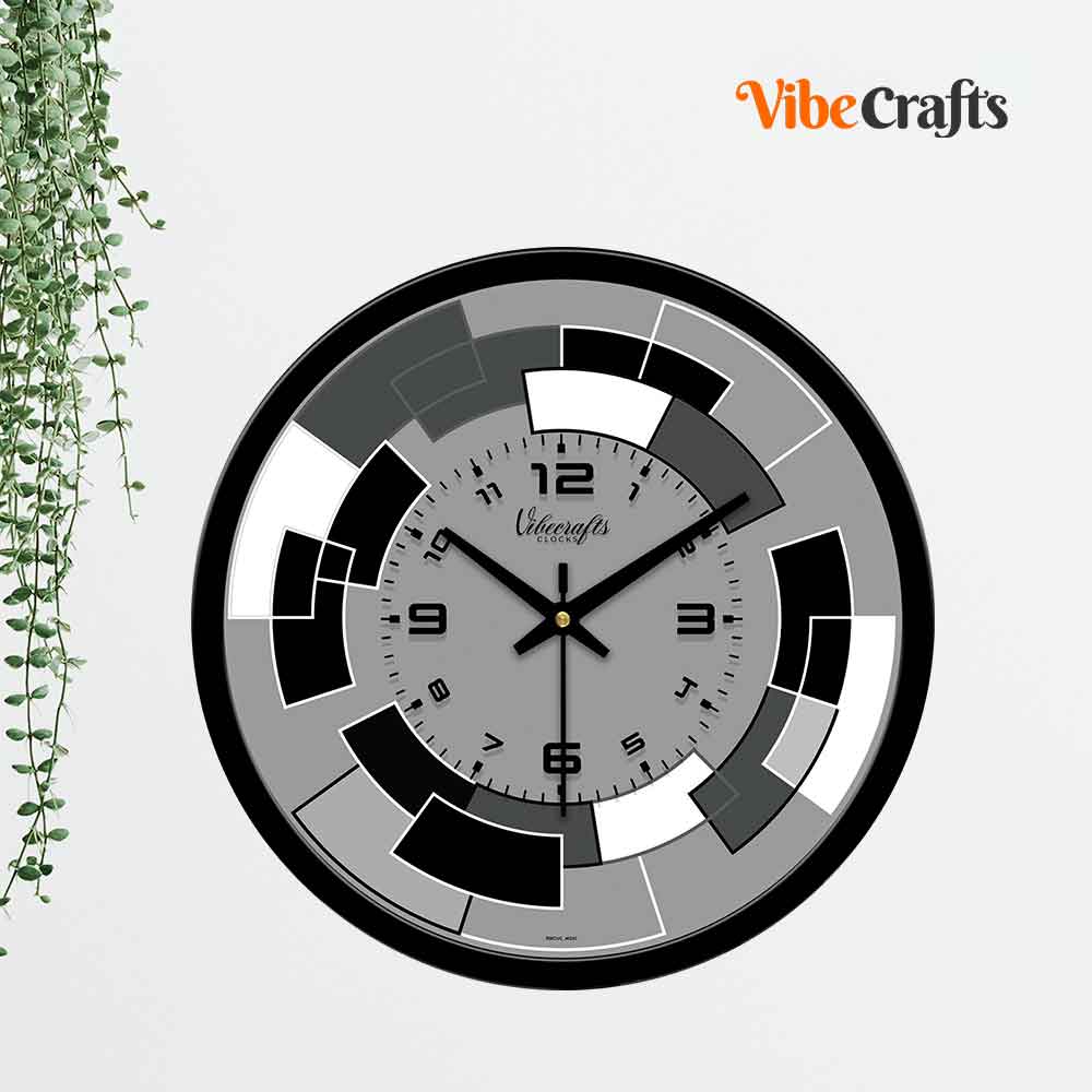 Grey Abstract Pattern Designer Wall Clock