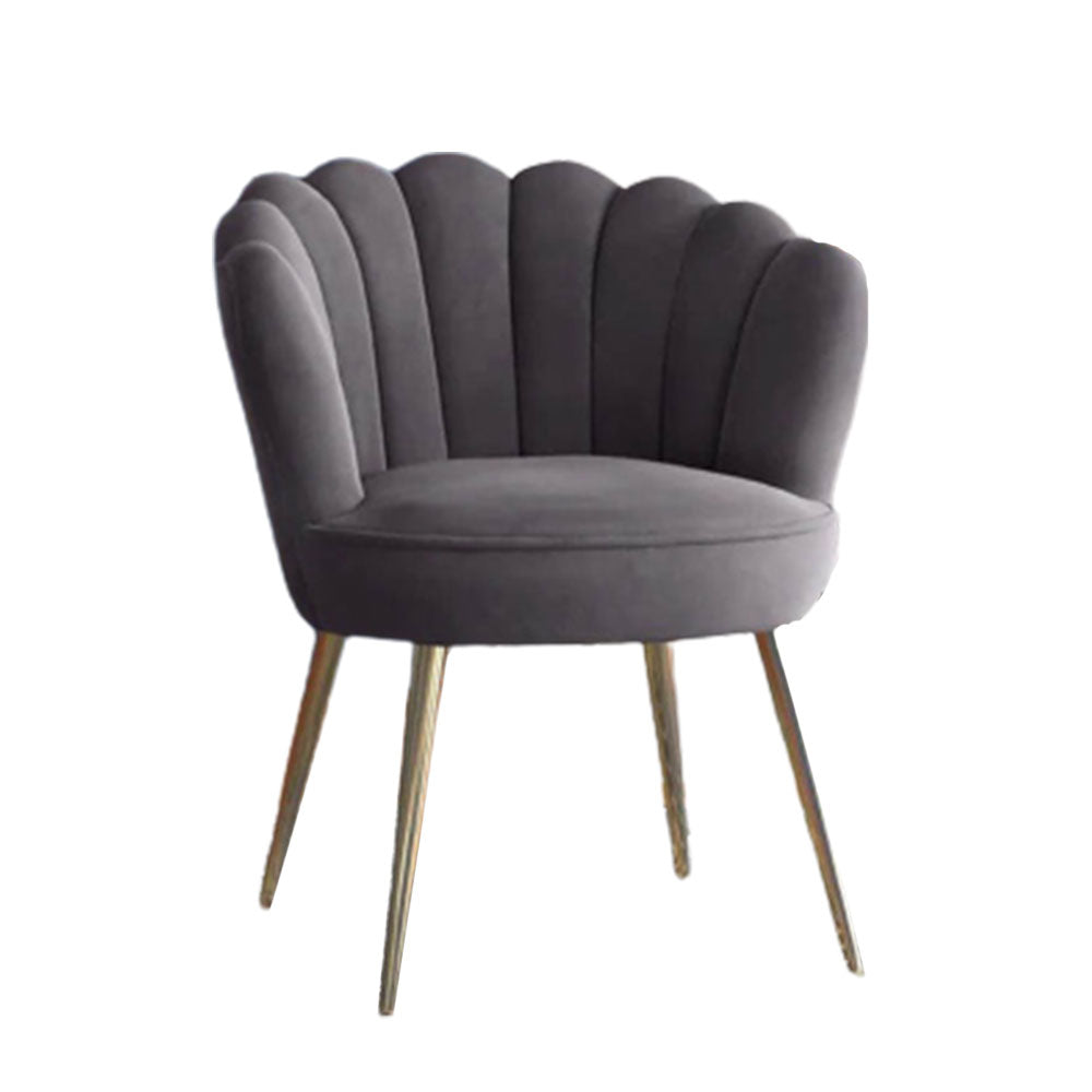 Grey Crafted Shell Shaped Designer Accent Chair