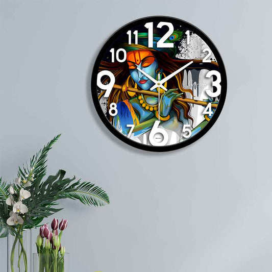 Lord Krishna Playing With Flute Beautiful Wall Clock