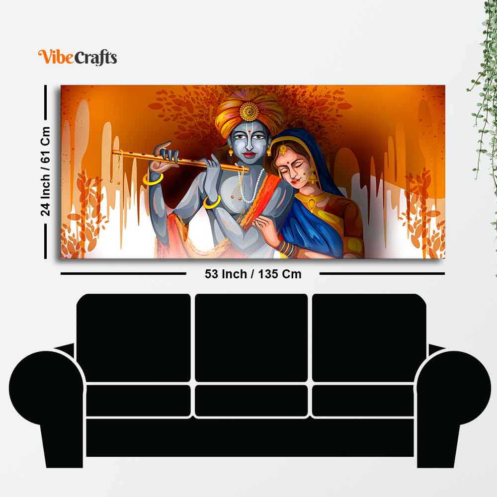 Lord Radha Krishna Beautiful Large Canvas Wall Painting