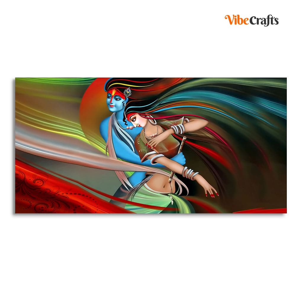 Lord Radha Krishna Musical Modern Art Canvas Wall Painting