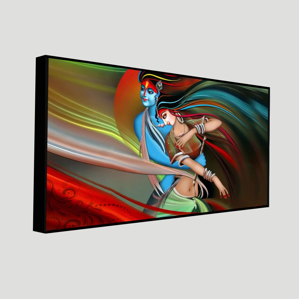 Lord Radha Krishna Musical Modern Art Canvas Wall Painting