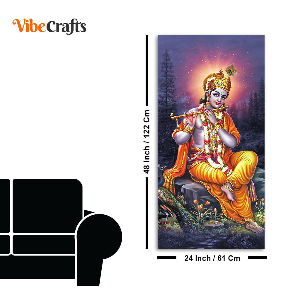 Lord Shree Krishna with Flute Premium Wall Painting