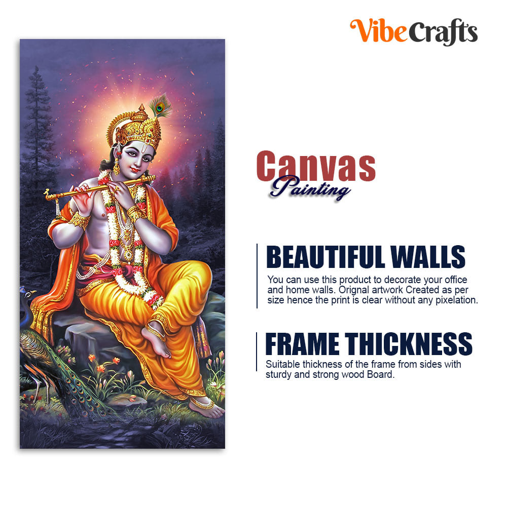 Lord Shree Krishna with Flute Premium Wall Painting