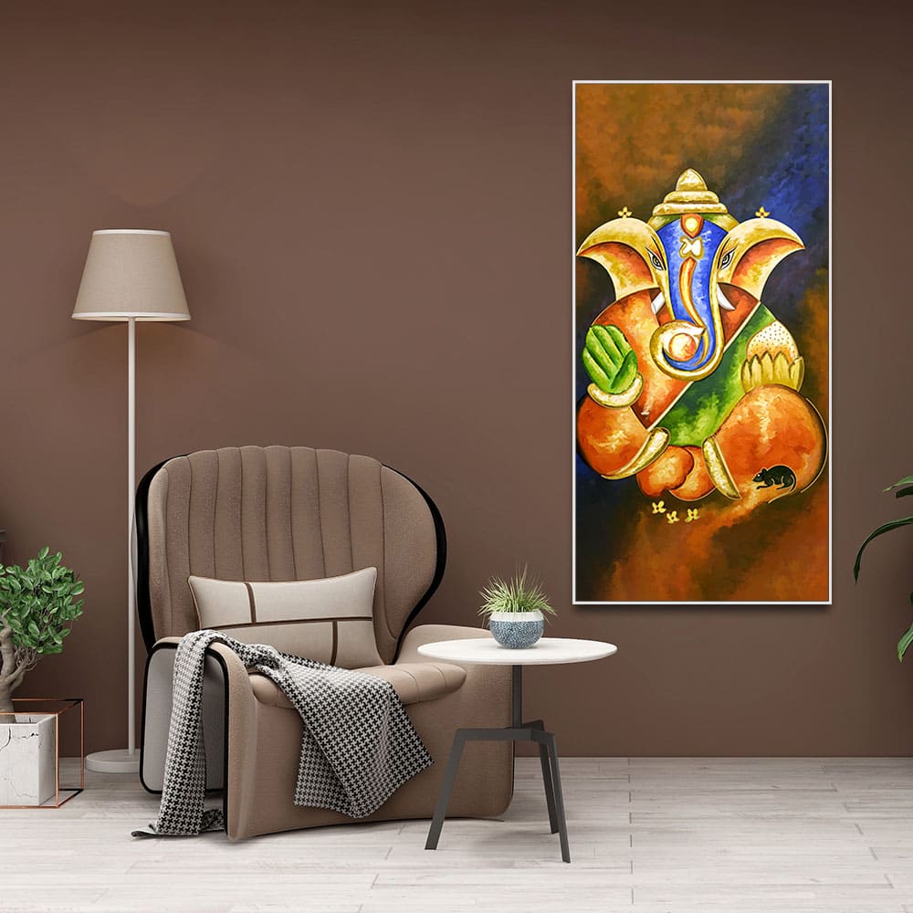 Lord Vighnaharta Ganesha Canvas Wall Painting