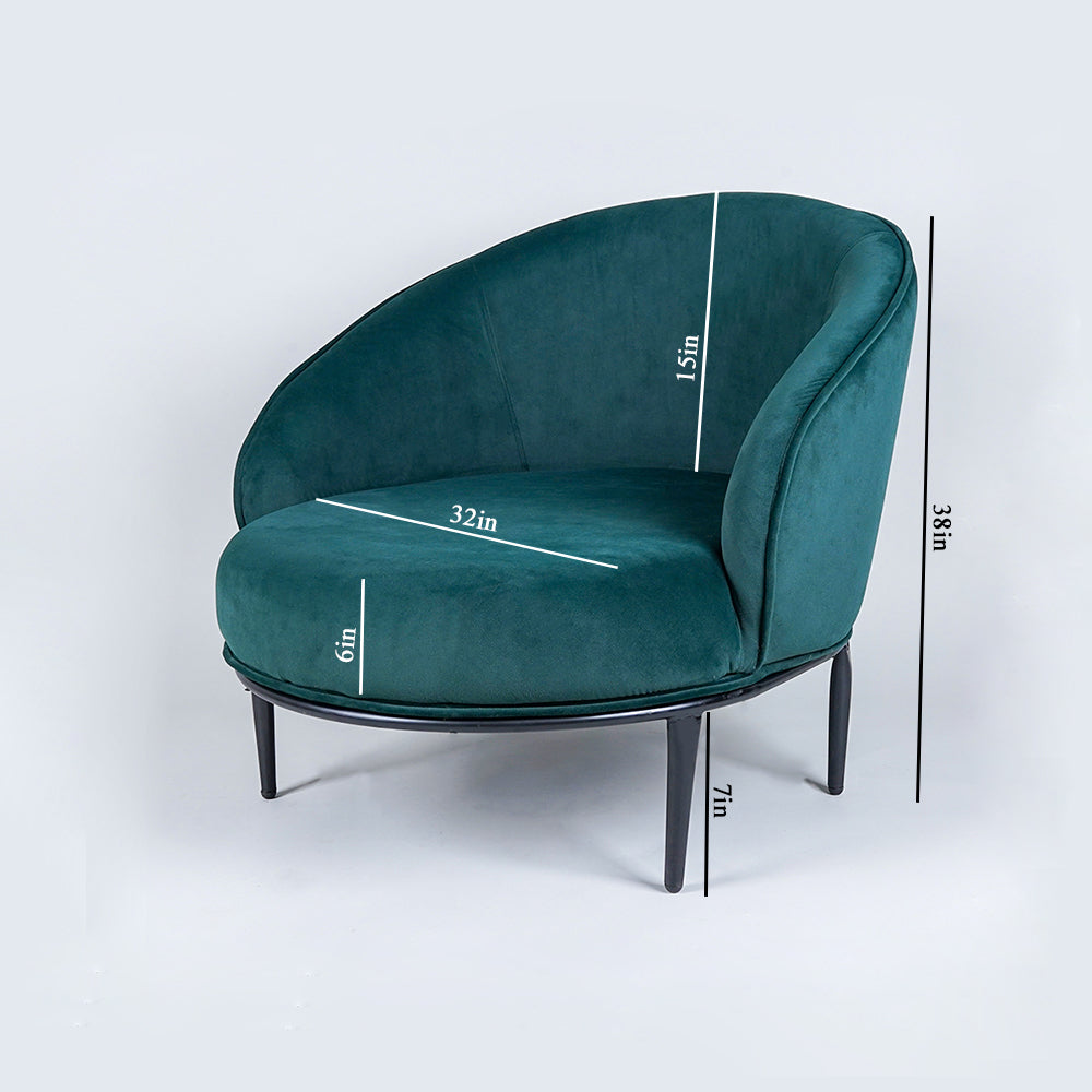 Low-Floor Premium Style Emerald Green Velvet Lounge Chair