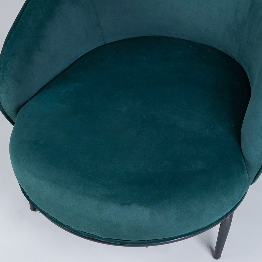 Low-Floor Premium Style Emerald Green Velvet Lounge Chair