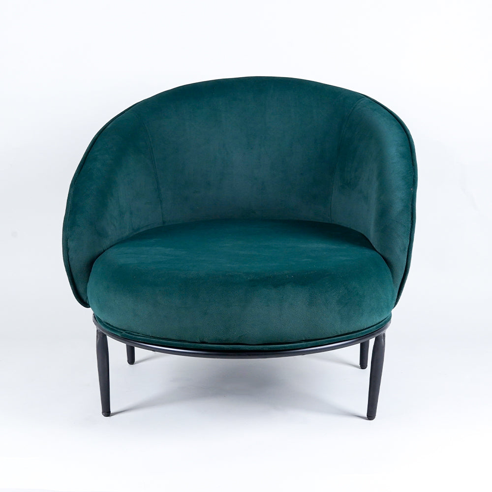 Low-Floor Premium Style Emerald Green Velvet Lounge Chair