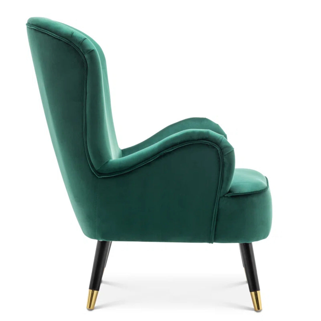 Luxurious Green Velvet Lounge Chair with Ottoman