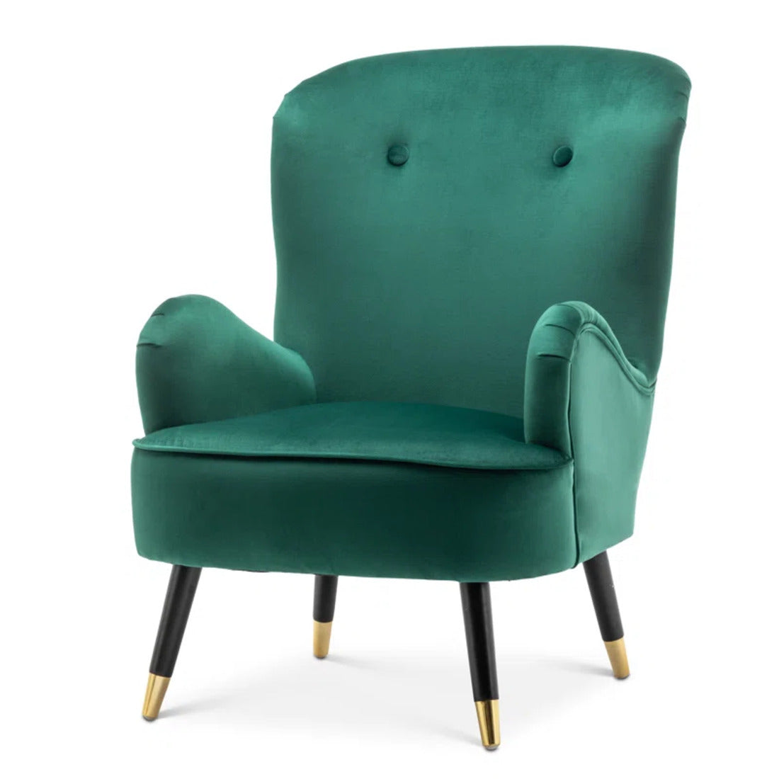 Luxurious Green Velvet Lounge Chair with Ottoman