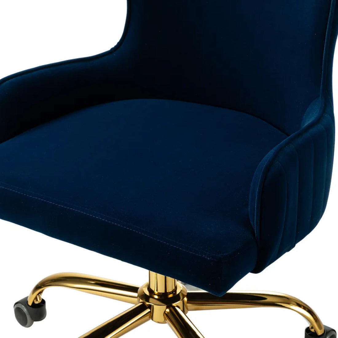 Luxurious Royal Blue Velvet Armchair with Golden Base