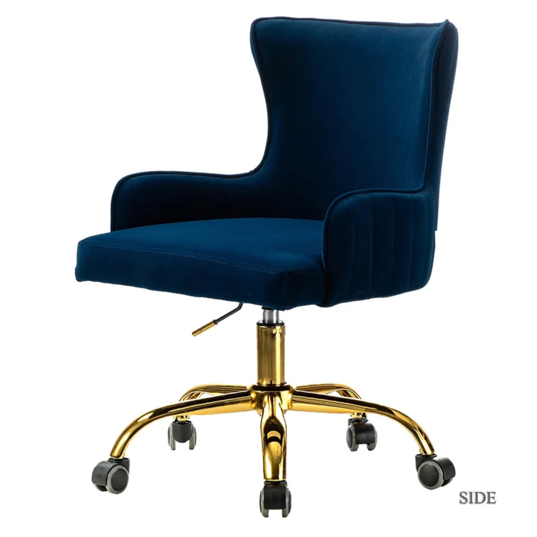 Luxurious Royal Blue Velvet Armchair with Golden Base