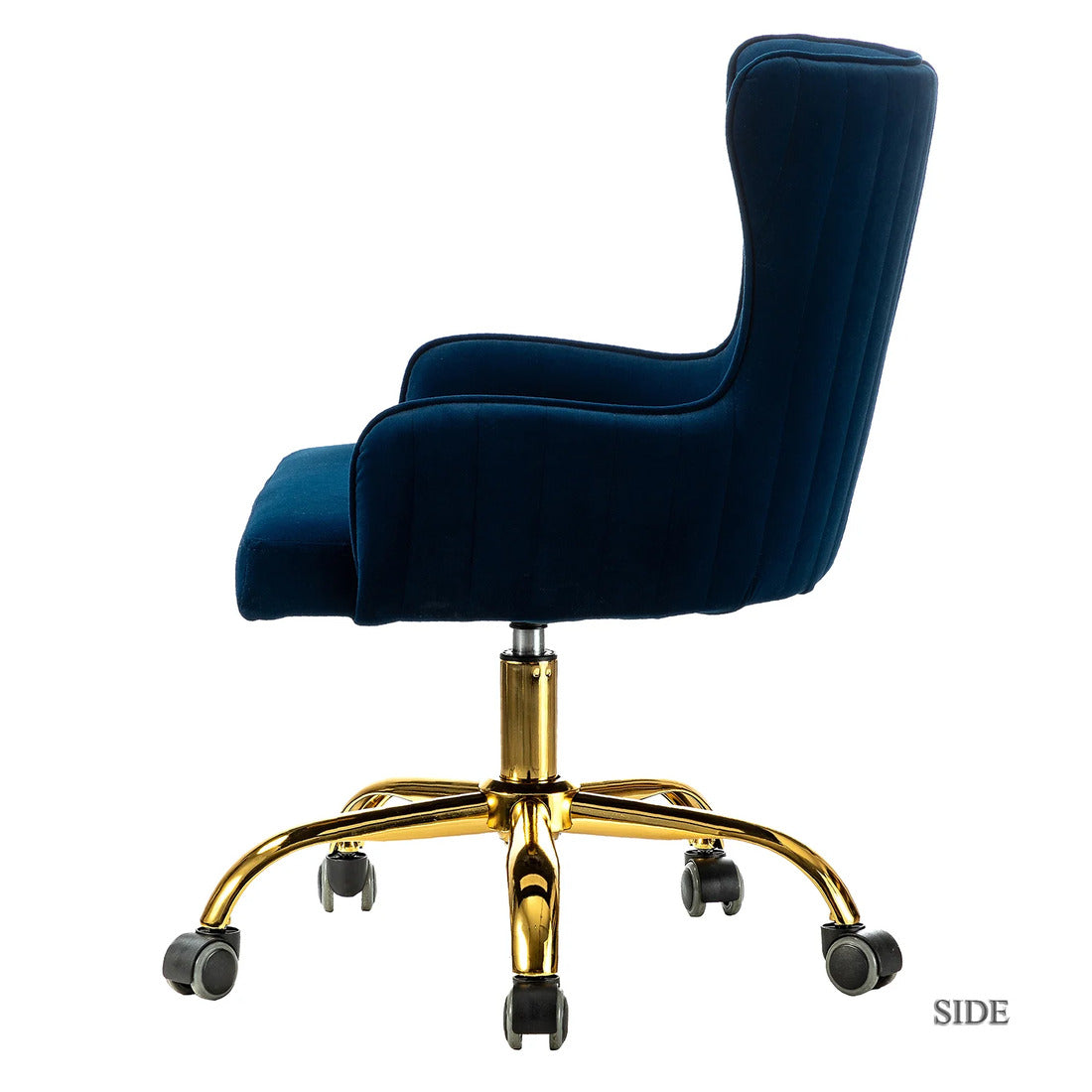 Luxurious Royal Blue Velvet Armchair with Golden Base