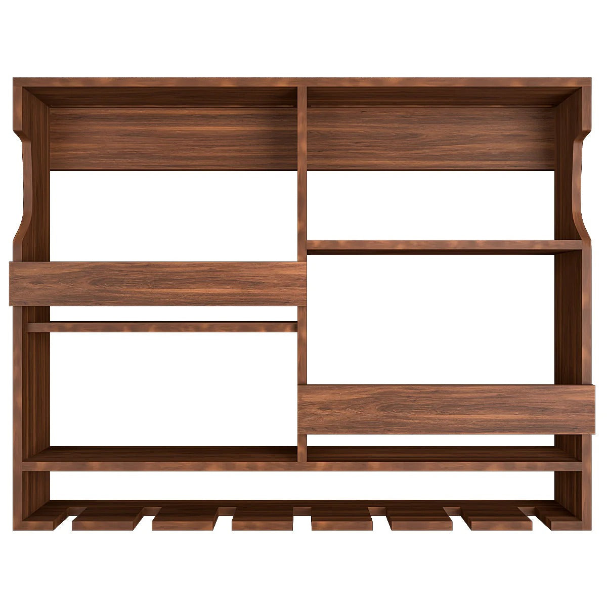 Luxurious Style Backlit Walnut Finished Mini Bar Shelf