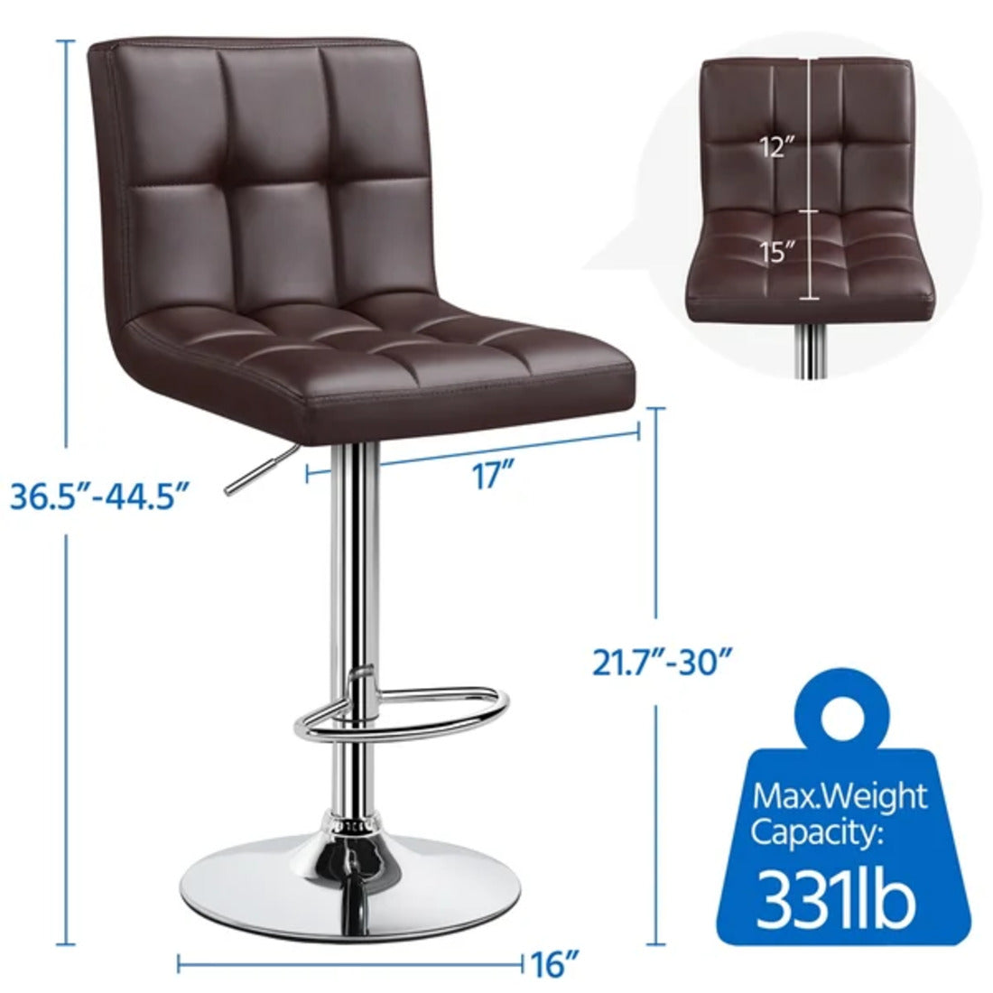 Luxurious Style Leatherette Brown Bar Stool / Long Chair