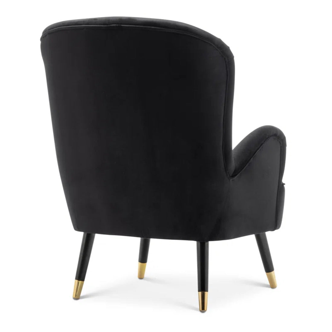 Luxury Black Premium Velvet Lounge Chair with Ottoman