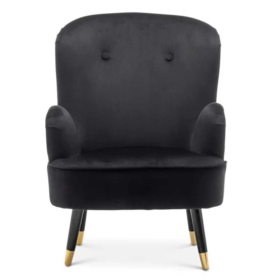 Luxury Black Premium Velvet Lounge Chair with Ottoman