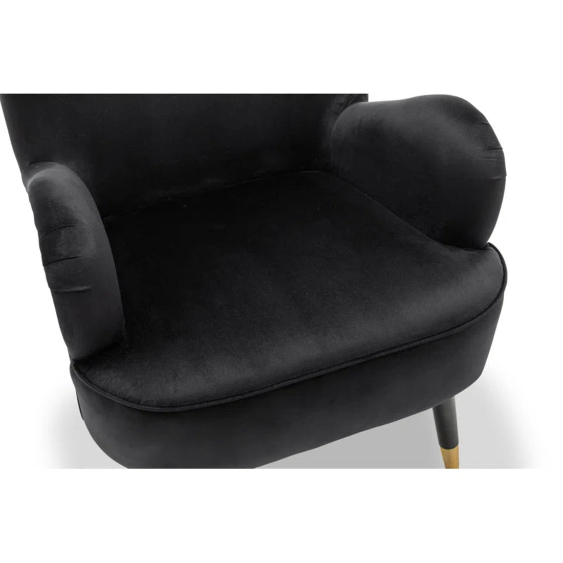 Luxury Black Premium Velvet Lounge Chair with Ottoman