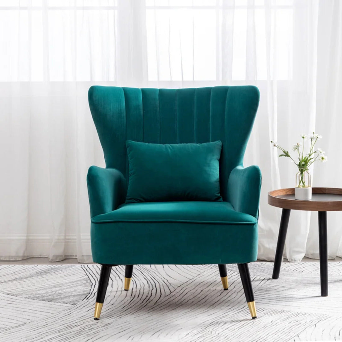 Luxury Emerald Chic Tufted Sofa Lounge Chair with Cushion