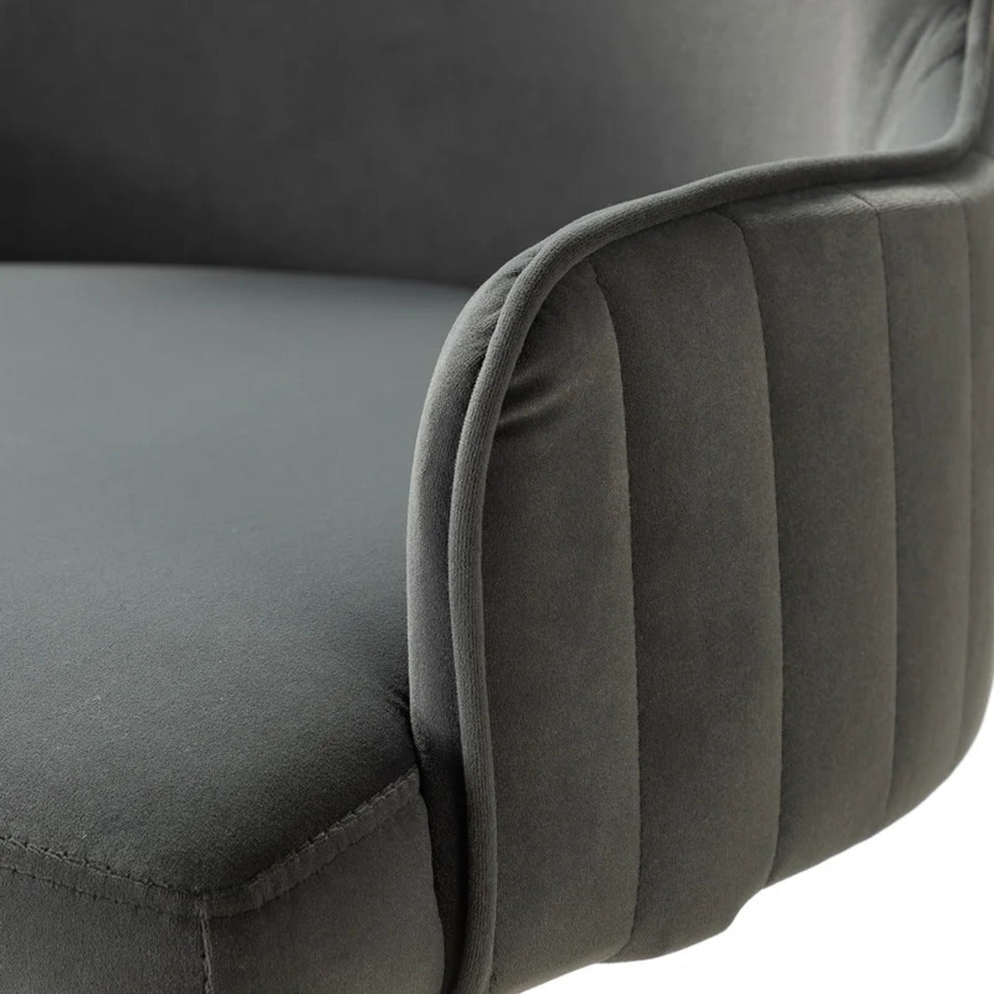 Luxury Grey Color Velvet Armchair with Golden Base