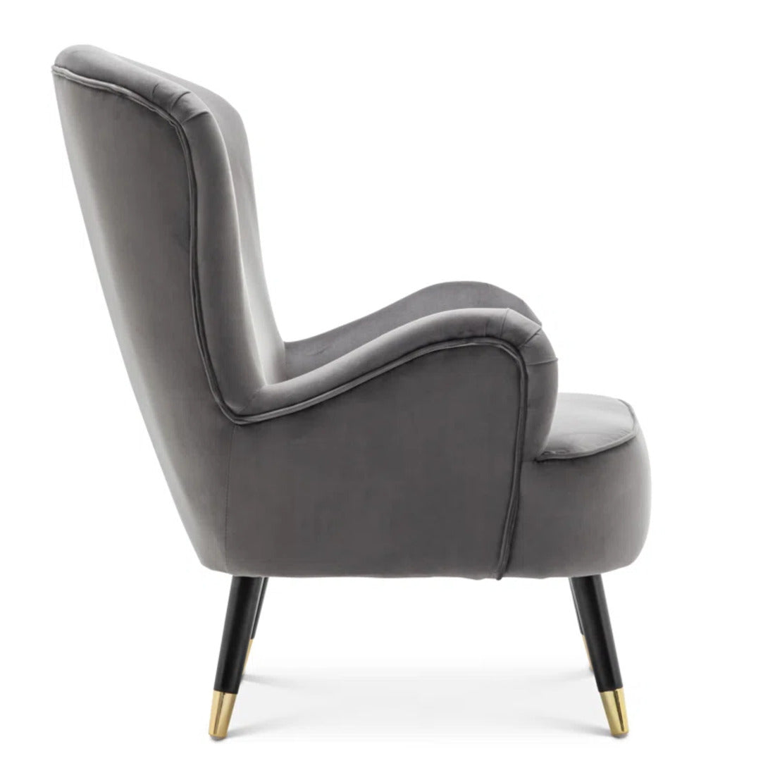 Luxury Grey Velvet Comfy Lounge Chair with Ottoman