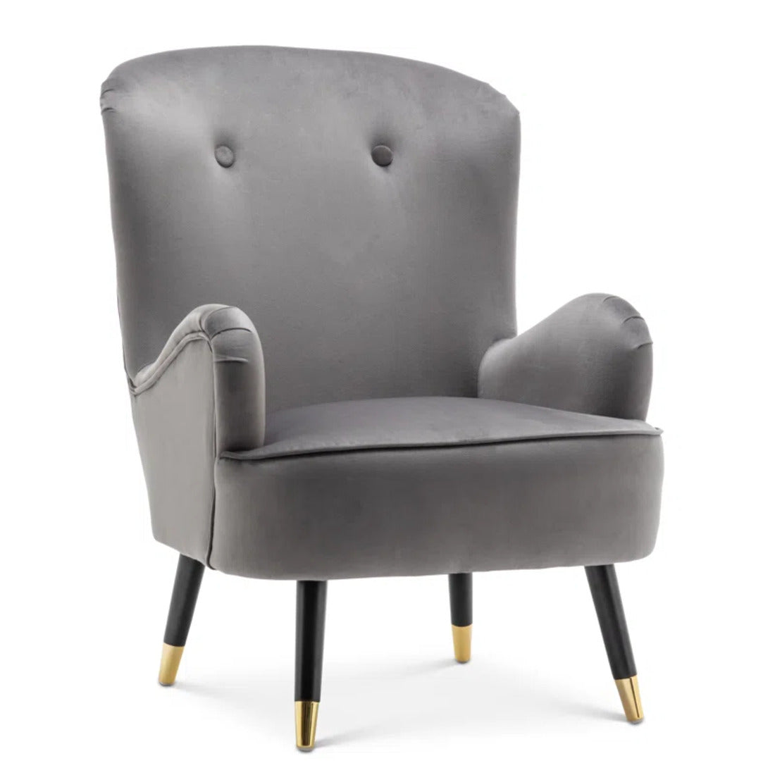 Luxury Grey Velvet Comfy Lounge Chair with Ottoman