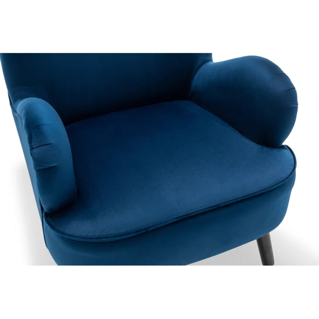 Luxury Navy Blue Comfy Velvet Lounge Chair with Ottoman