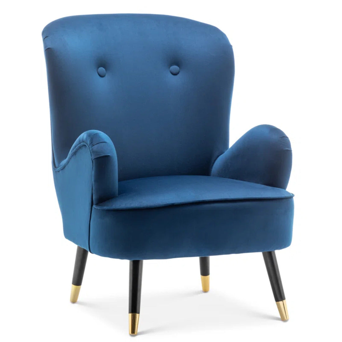 Luxury Navy Blue Comfy Velvet Lounge Chair with Ottoman